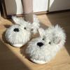 Doodle Dog Cotton Slippers Women Winter Indoor Anti Slip Warm Half Heel Plush Soft Sole Slippers