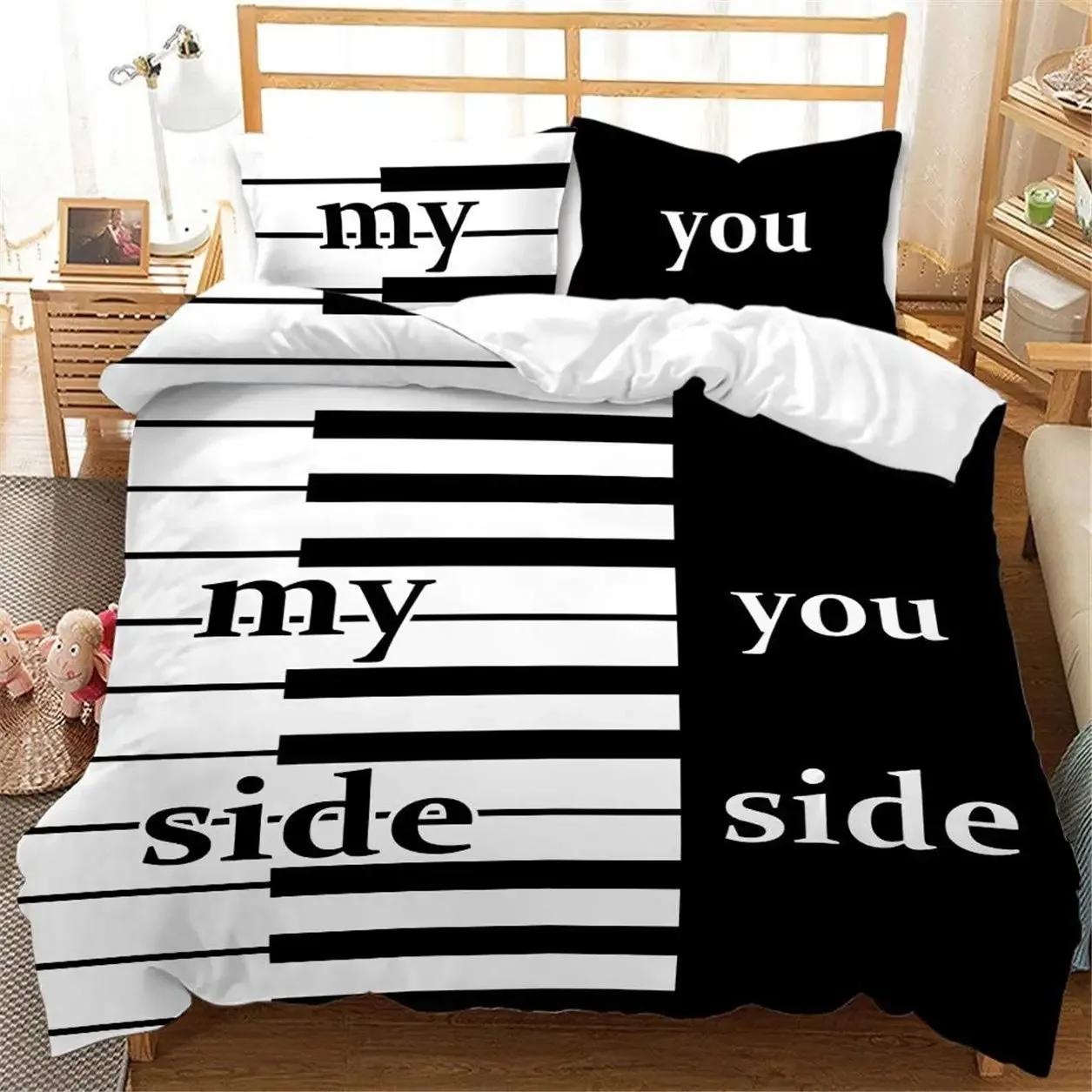 

Black And White Couple Romantic Valentine S Day Comfortable Duvet Quilt Cover Pillowcase Bedding Set Decoration Home Textile 70x133cm