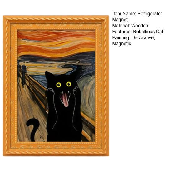 1/2/4Pcs Rebellious Cat Painting Refrigerator Magnet Home Office Kitchen Whiteboard Locker Fridge Cartoon Cat Art Magnetic