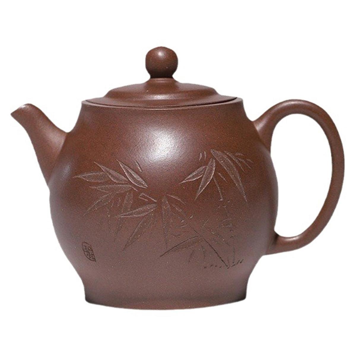 

2025+ Coffee Pot Tradition Clay Teapots Famous Hand-Carved Bamboo Tea Pot Raw Ore Mud Kettle Handmade Ceramics Tea Set China Mainland
