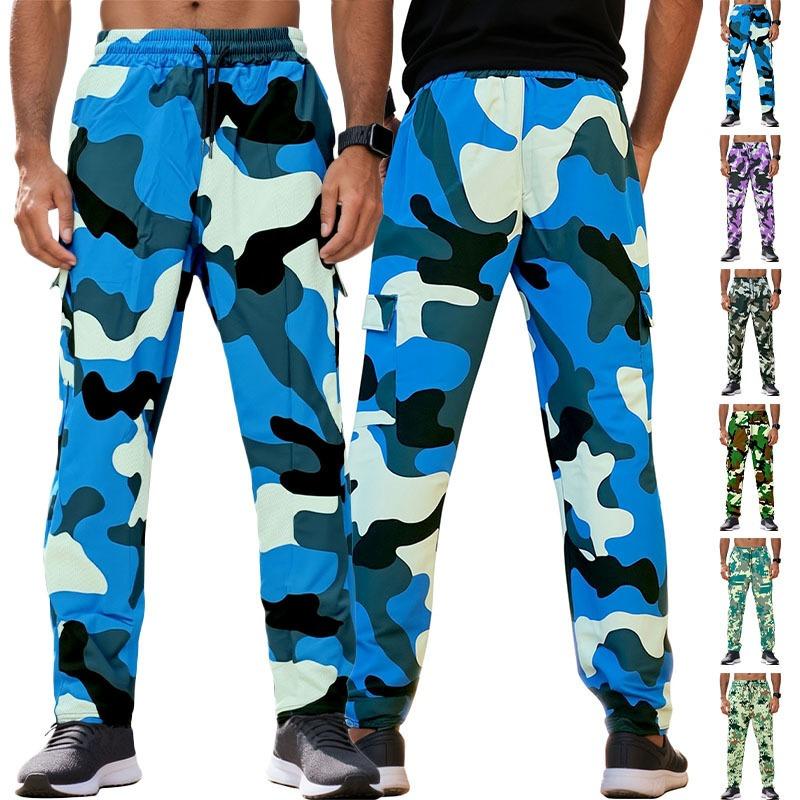 Autumn and winter camouflage printed trousers woven pockets loose casual sports jogging pants