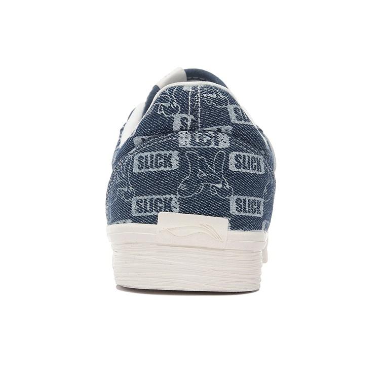 Li Ning 50/50 Canvas Stoff Rutschfest Langlebig Leicht Low Top Skate Schuhe Herren Sneaker Blau AECS023-2