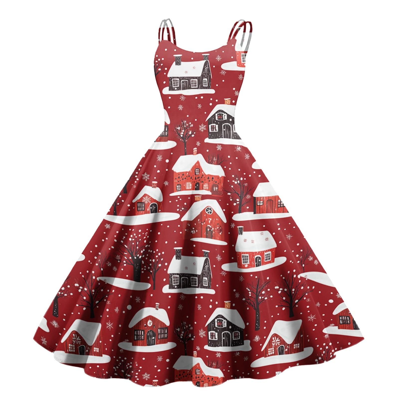 

Женские рождественские подарки, напечатанная шапка Санты, сексуальное платье с открытыми плечами в стиле панк-винтаж XL винный