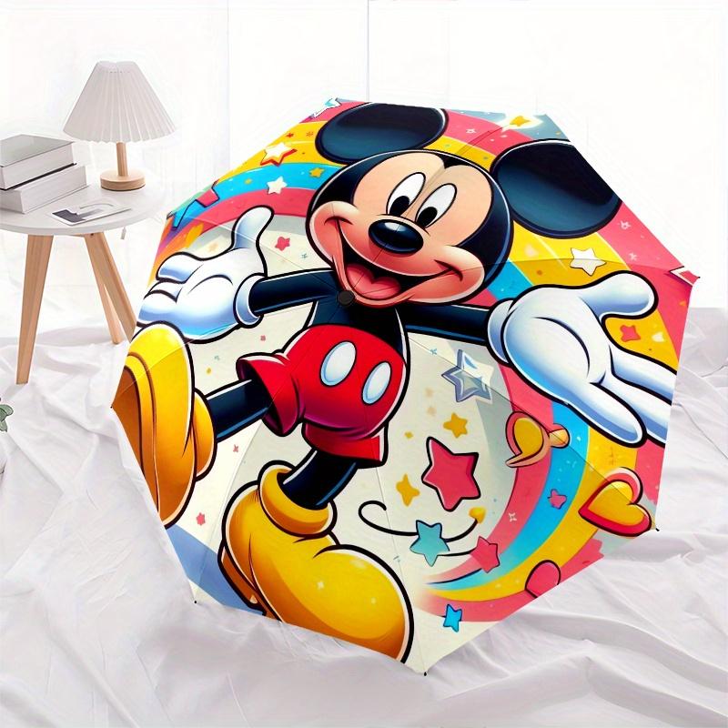 Mickey Mouse,Rainbow Automatic Umbrella Tri fold Portable Umbrella, Best Holiday Gift for Men and Women, Durable Iron Frame, Playful Desig
