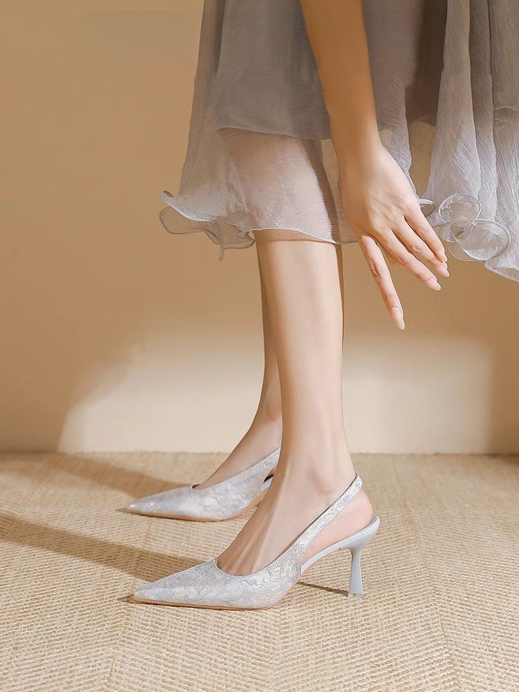 

Лето 2025 новые туфли-лодочки на шпильке с острым носком женская модная обувь новый китайский стиль с ципао банкетные свадебные туфли 40 синий