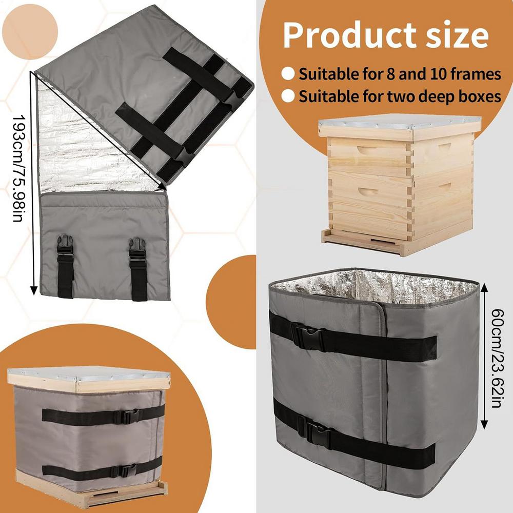 

Beehive Winter Wrap 5 Layer Thickened Waterproof Adjustable Bee Hive Cover for Outdoor Beekeeping Backyard Garden Protection