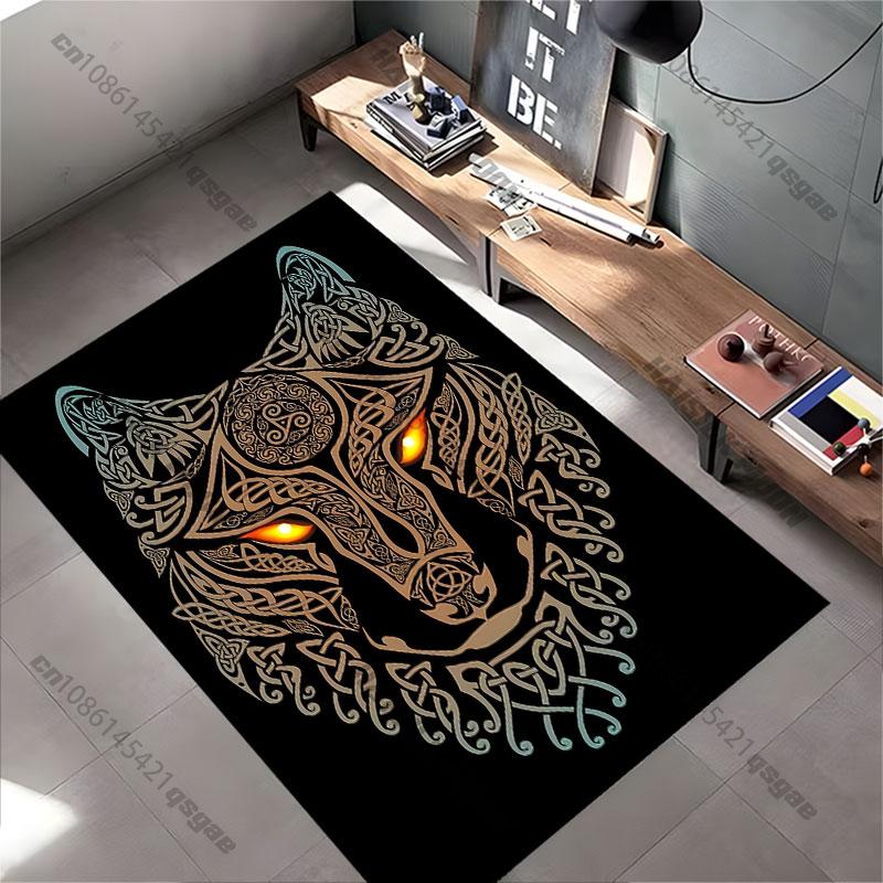 Mystical Wolf Tribal Design Carpet Yoga Living Room Room Decor Children's Crawling Mat Doormat Area Rug Games Mat