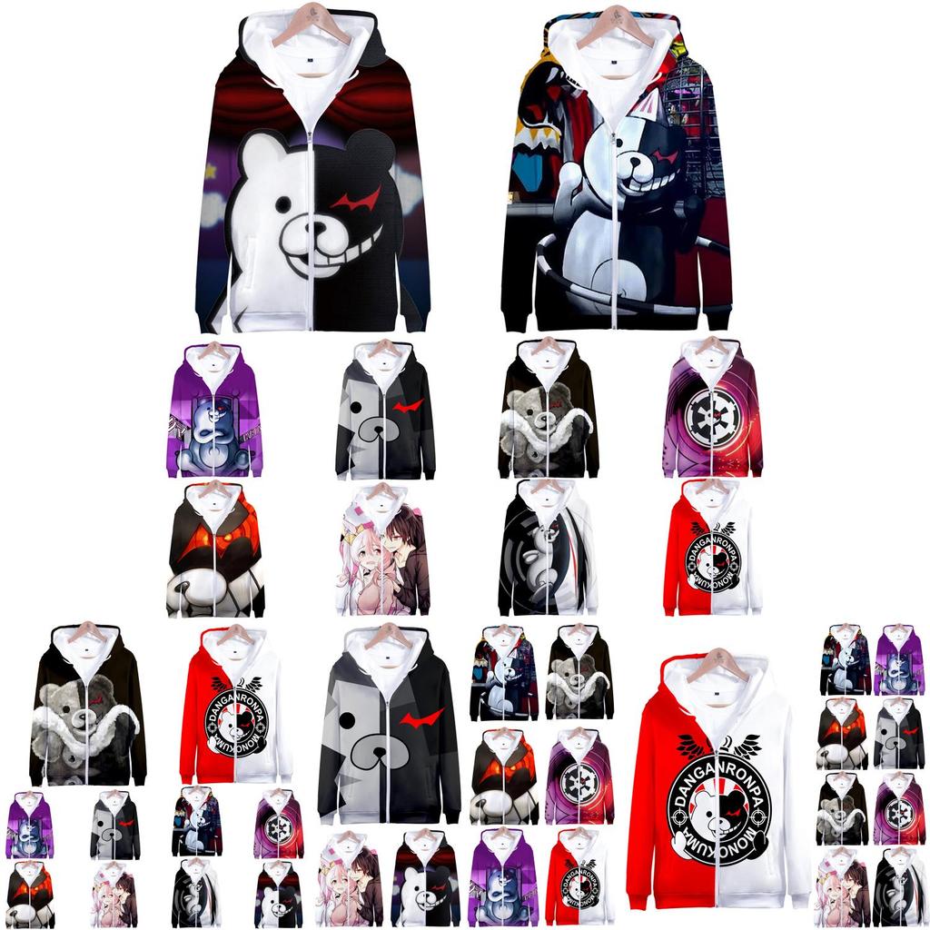 Cozy Danganronpa Monokuma Hoodie With Vibrant 3d Print For Anime Fans