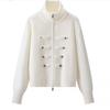 2026 Retro Chinese Style Frog Button Zipper Knit Cardigan - Women's Autumn/Winter Versatile Half-High Collar