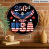 2D Flat, 1pc Round Aluminum Hanging Sign, 250th USA Patriotic Bald Eagle Design, Vintage American Flag Metal Sign, Perfect for Front Door, Porch