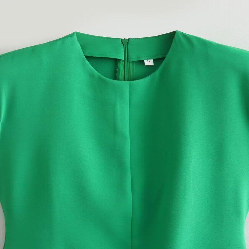 Fashion Style 2024 Spring/Summer New Arrival Women's Clothing Silm Easiest for Match round Neck Sleeveless Strap Padded Shoulder Dress 2586323