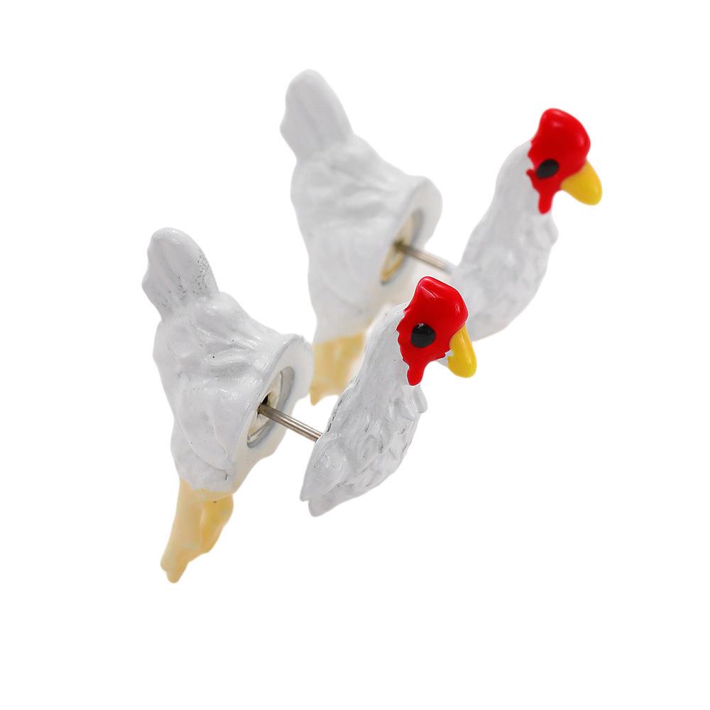 

OU MEI INS Creative Fashion Multi-Color Rooster Earrings: Quirky Animal-Shaped Statement Jewelry