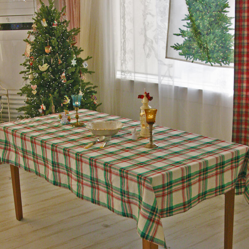 Snow check fleece tablecloth/tablecloth 2 people (100x130)