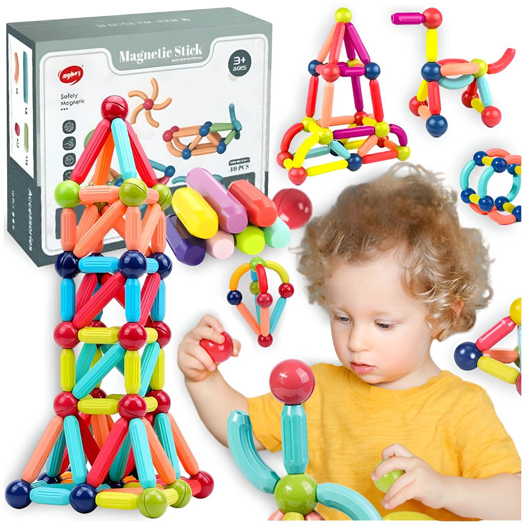 Klocki Magnetyczne Konstrukcyjne Edukacyjne Kreatywne Magnetic Sticks 40 El
