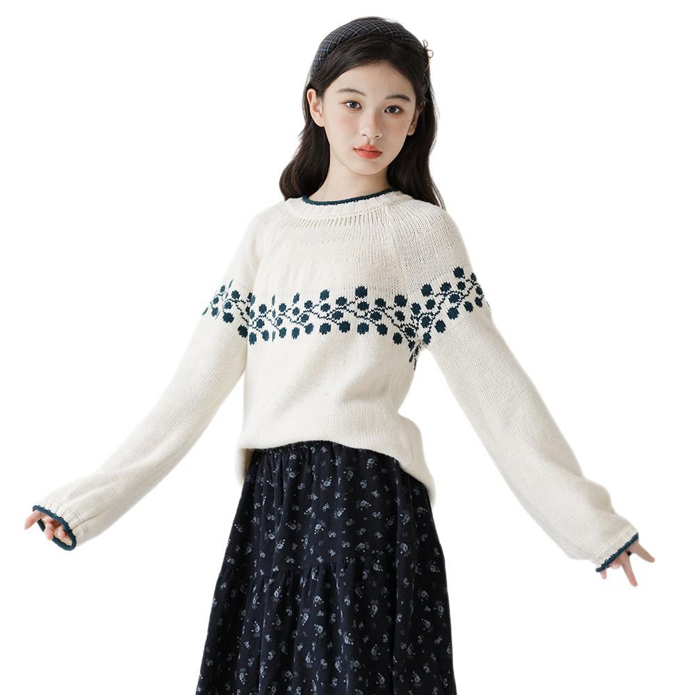 2025 Teen Girl Jacquard Sweater - Autumn/Winter Knitwear