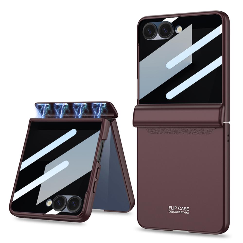 GKK For Samsung Galaxy Z Flip7 5G Case Magnetic Hinge Protection PC Phone Cover with Anti-Spy Tempered Glass Film