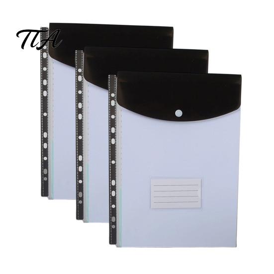 Snap Button Envelope 11 Hole Expanding File Pockets, Reusable PP Document Sleeves, Transparent Tear-resistant Bag Waterproof Organizer for Home Office