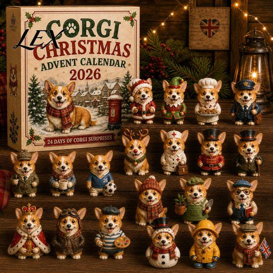 Holiday Countdown Calendar Dog Advent Calendar, 24-Day Christmas Acrylic Ornament Set with Themed Souvenirs Mini Figures, Tree Hanging Decor, Gift for