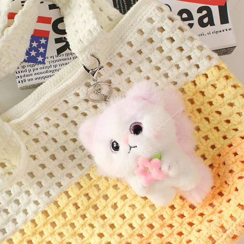Newest Healing Angel Cat Backpack Pendant Keychain Kawaii Plush Toy Figure Doll Cartoon Anime Cute Gift Gift Doll For Friends