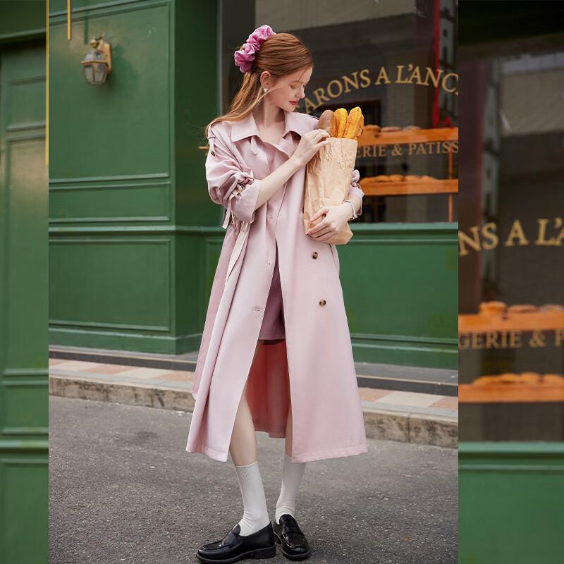 Bailuyu Damen Britischer Stil Doppelreihiger Langer Trenchcoat mit Abnehmbarem Gürtel (Frühjahrskollektion 2026)