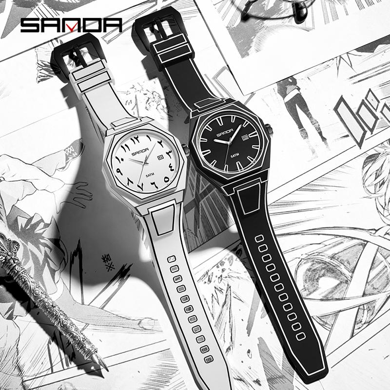 SANDA Top Brand Luxury Men's Quartz Watch Waterproof Calendar Luminous New Design Creative Series Luxury Luminous Man Wristwatch