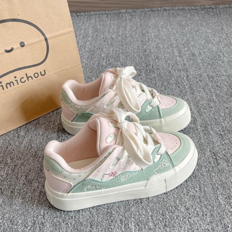 Fashion 2025Women Breathable Bow Sneakers Summer Cute Pink Hollow Out Shoes Thick Heel Sneakers Casual Running Platform Chunky