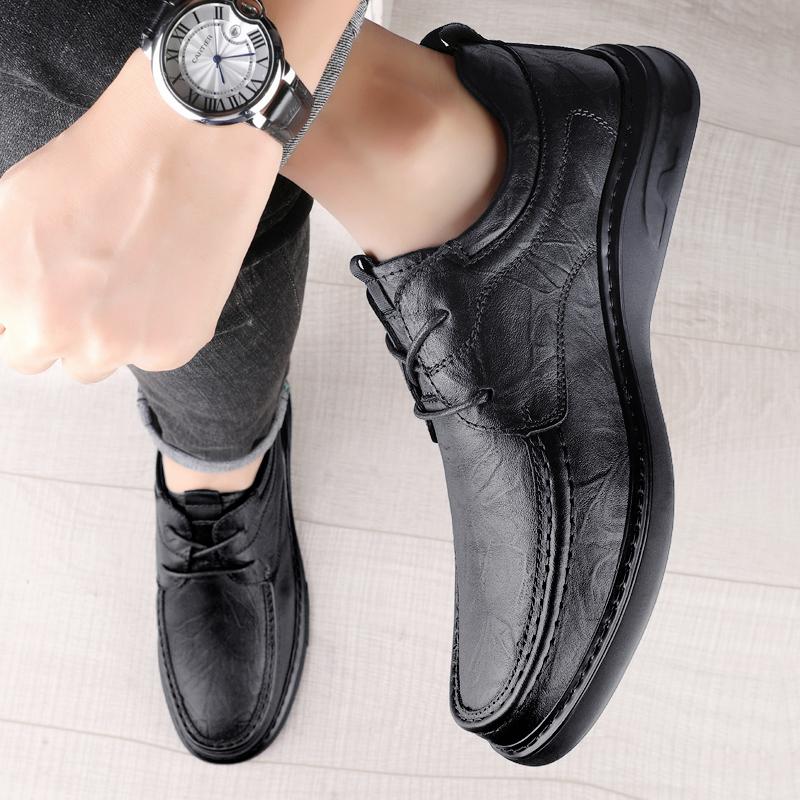 Повседневные мужские кожаные туфли из натуральной кожи высокого качества в мужском стиле — фото 4
