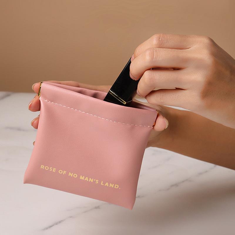Automatic Closing Makeup Organizer Storage Bag Mini Lipstick Blush Portable Travel PU Leather Makeup Brush Tools Sunglasses Glasses Case Bag