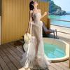 Fairy Seaside French Embroidery Jacquard Suspender Dress Women's Birthday Dress Dress Island Vacation Skirt