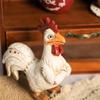 Bicuzat Funny White Rooster Statue, Resin Table Art Sculpture Funny Rooster Figurine Decoration, Rustic Country Tabletop Decoration, Farm Animal