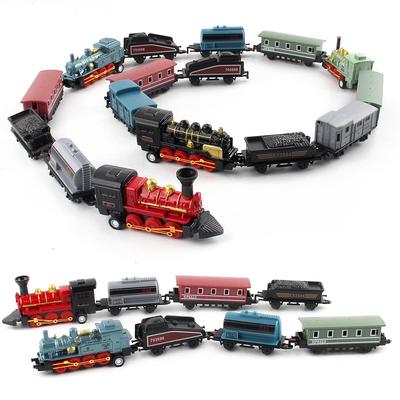 Alloy Retro Steam Train Model Boomerang Toy Car Educational Children's Stitching Toy