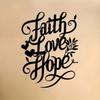 Metal Wall Art Faith Love Hope Black Floral Iron Gift Home Decor