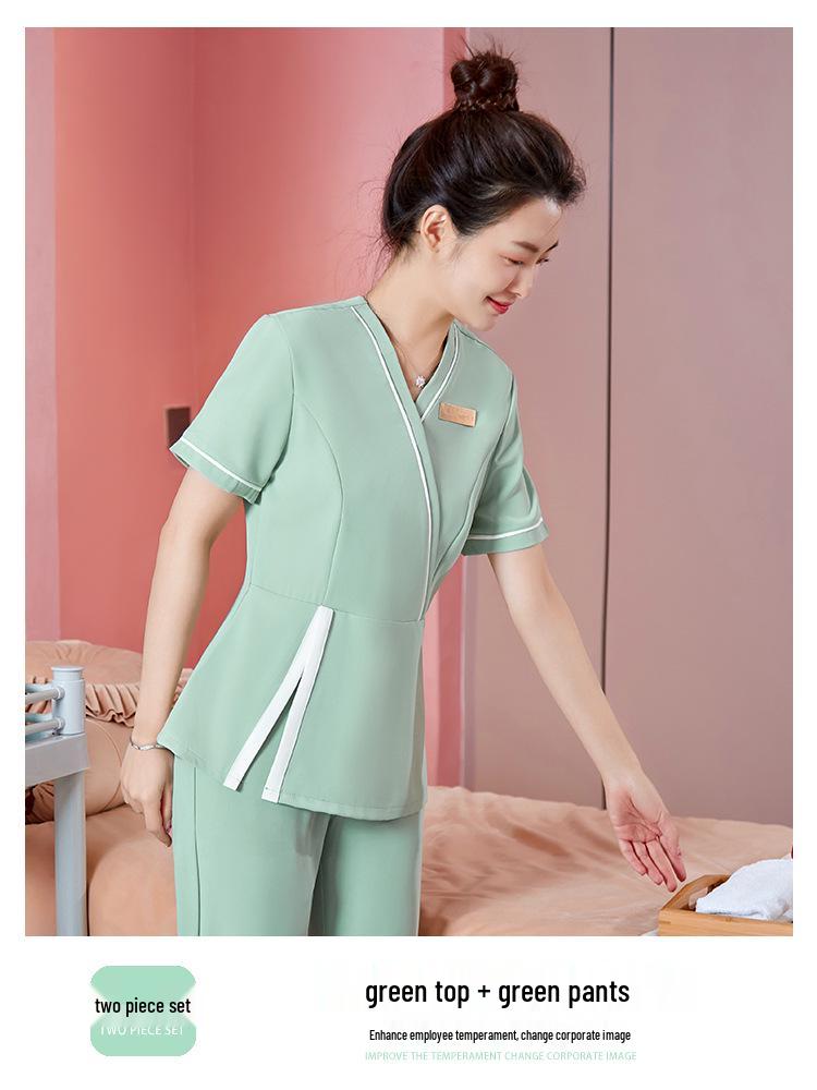 Beautician Short-Sleeve Uniform Set for Spa & Massage Professionals