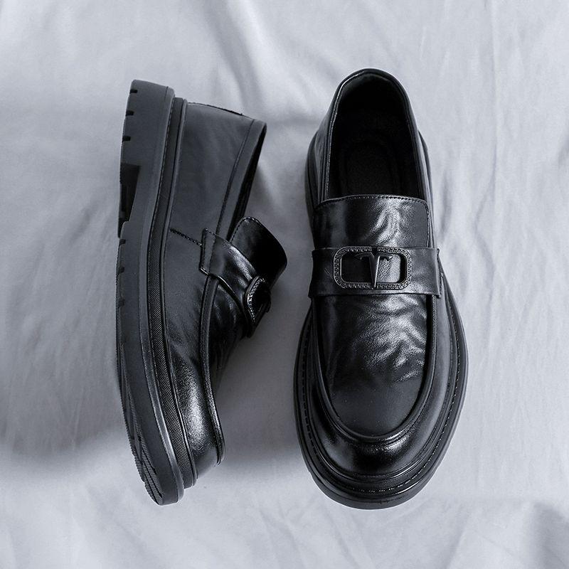 

Мужские кожаные лоферы, увеличивающие рост: Толстая подошва, повседневные формальные слипоны в британском стиле 41