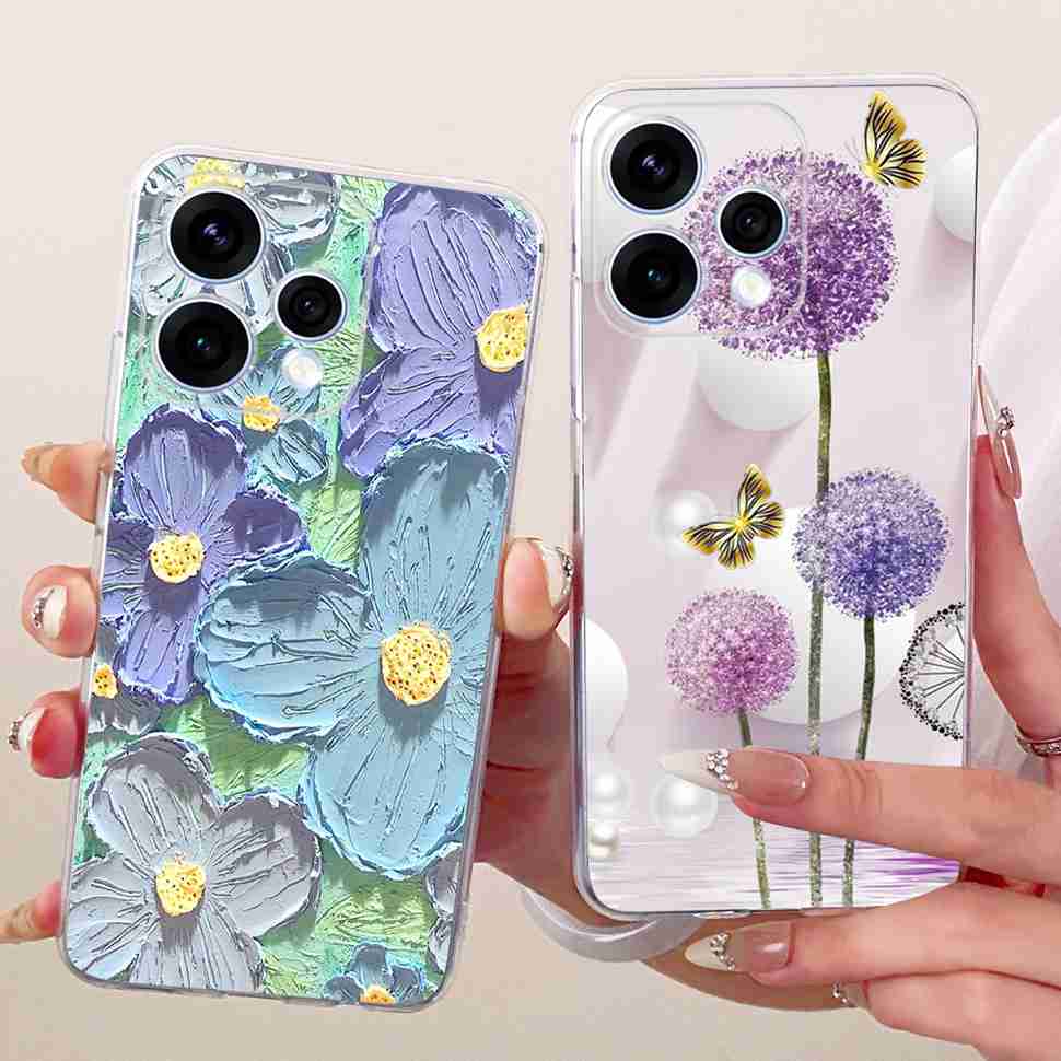 Para Oppo Reno15 5G Funda Flor Colorida Silicona Suave Cubierta Trasera Para Oppo Reno15 Reno 15 5G CPH2825 Carcasa de Teléfono Fundas