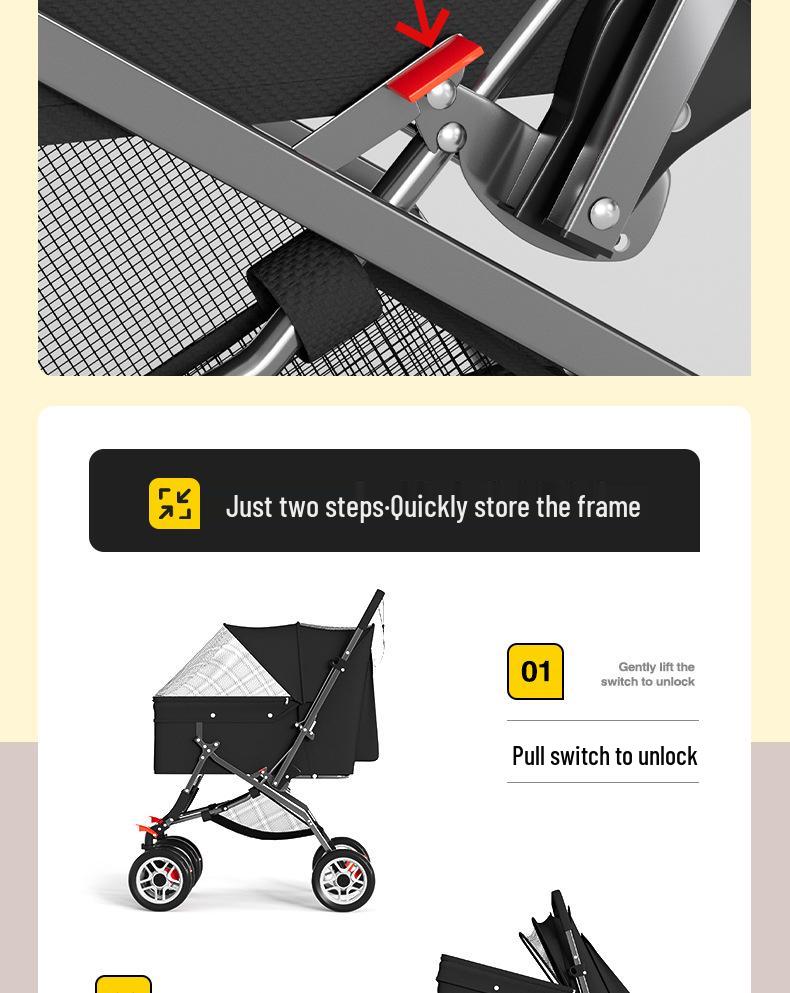 Foldable Lightweight Pet Stroller for Small & Medium Dogs and Cats