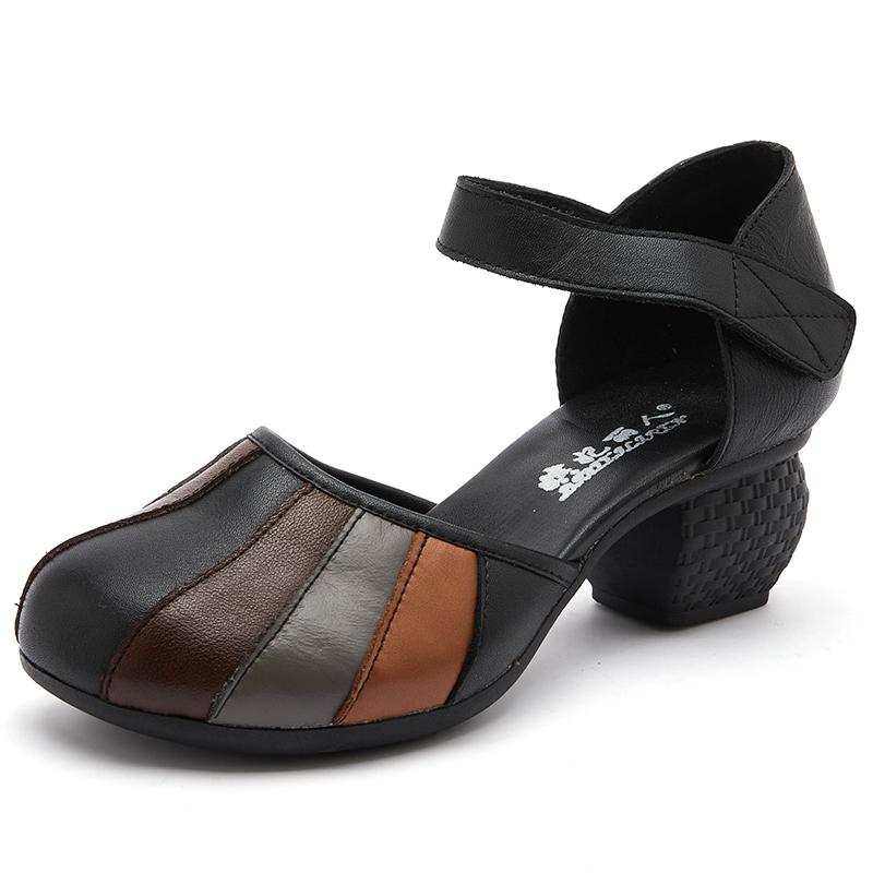 Fashion GKTINOO Genuine Leather Retro High Heels Sandals Women Shoes Buckle Strap 2025 New Spring Summer Lady Platform Sandals