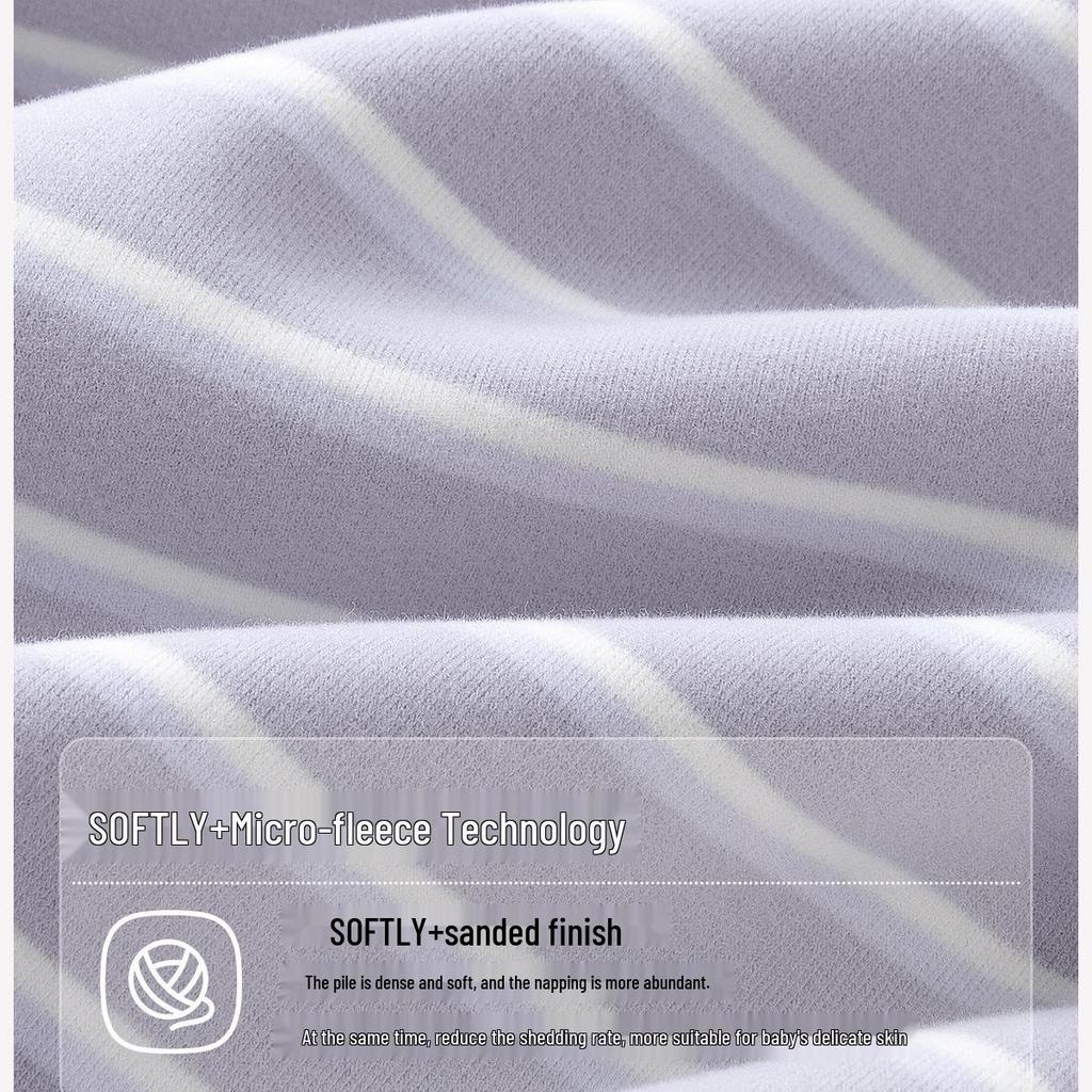 2025 New Teen Striped Warm Fleece-Lined Velvet & Lycra Cotton Underwear Set for Autumn/Winter