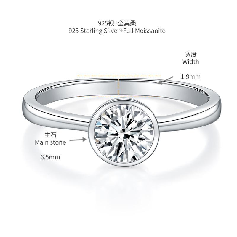 

Круглая сумка ювелирные изделия Муассанит 1 карат Серебряные ювелирные изделия S925 женские аксессуары Бриллиантовое кольцо US code 9