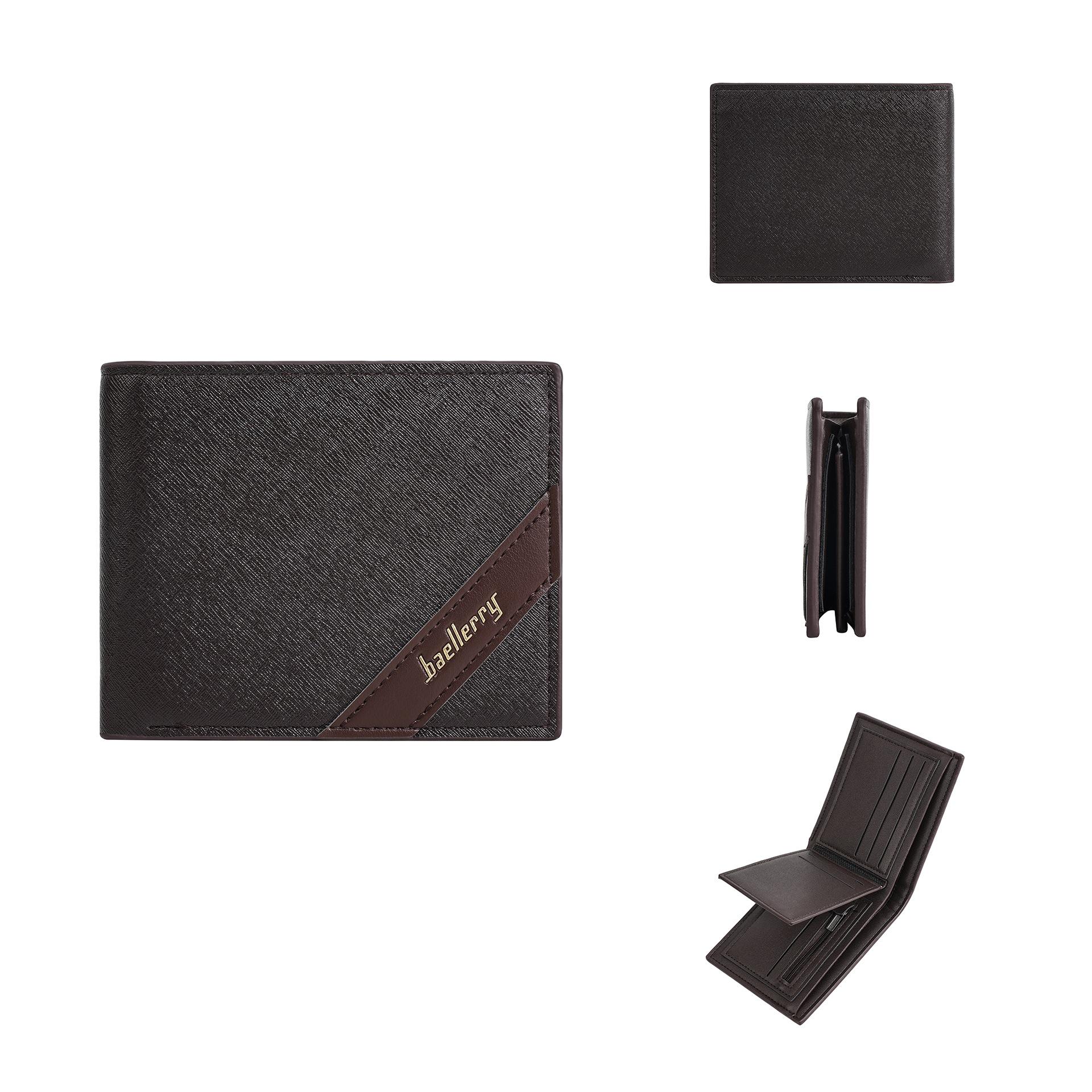 

New wallet men s short high-end student wallet anti-theft brush zipper wallet business pu wallet men темно-коричневого кольору