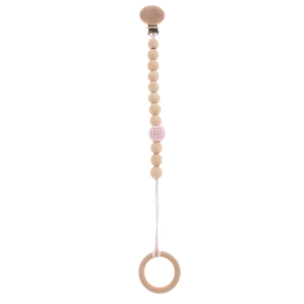 Wooden Beaded Baby Holder Pacifier Clip Teether Chain, Style 8