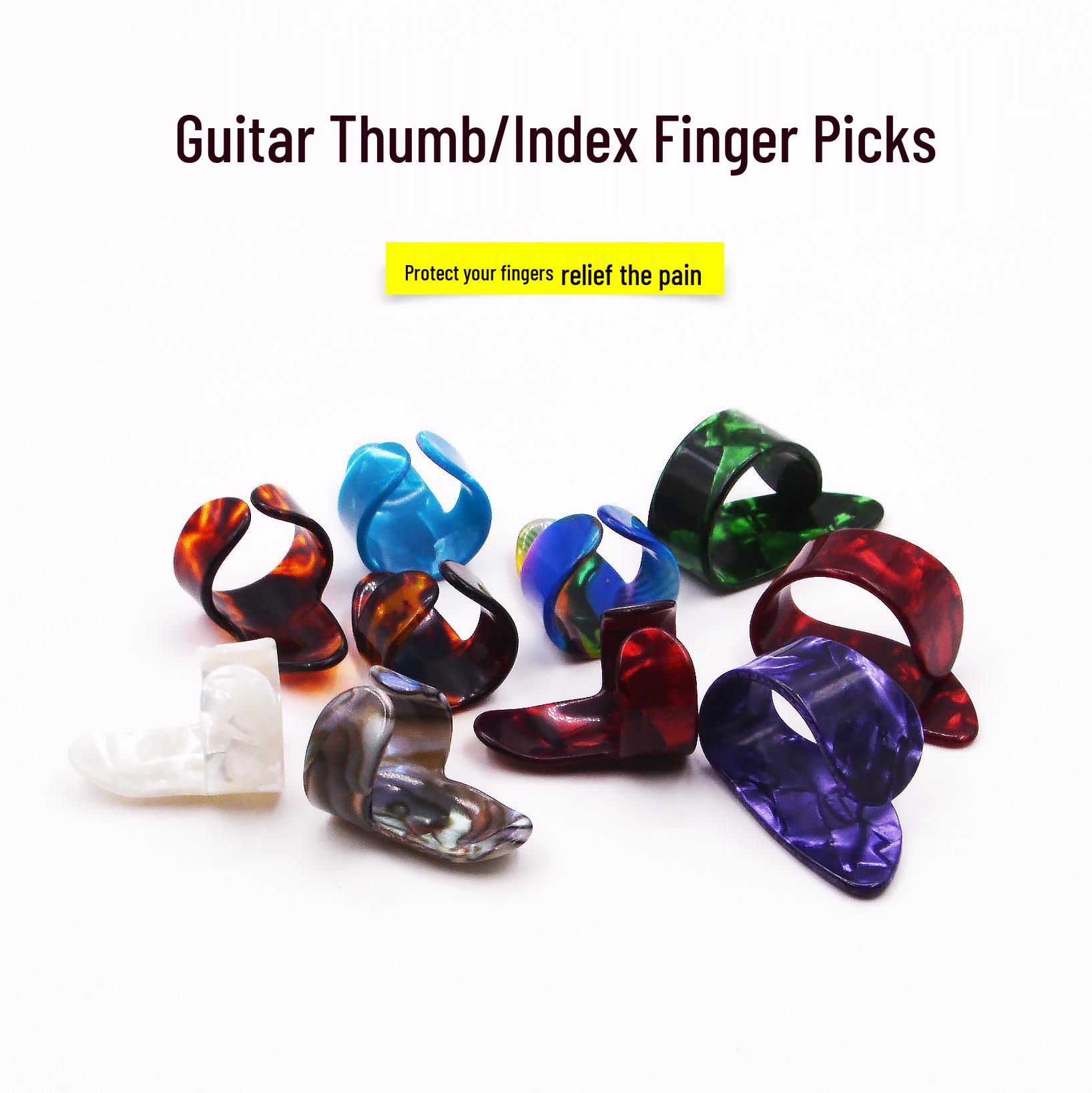 Celluloid Fingerstyle Thumb & Index Guitar Pick Set (Right Hand) Index Finger Pick