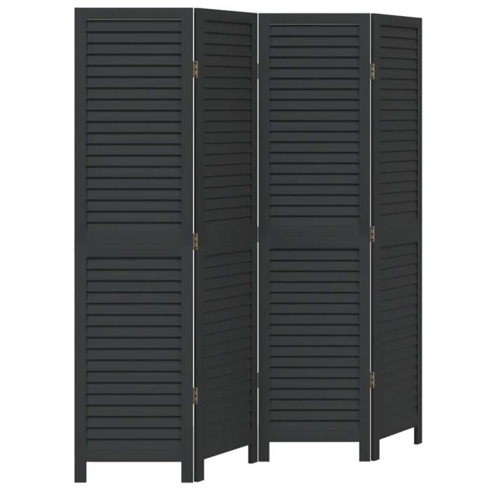 VidaXL Cloison de Séparation 4 Panneaux, Séparateur de Pièce, Écran d'Intimité, Paravent de Salon Chambre, Noir Bois de 358849