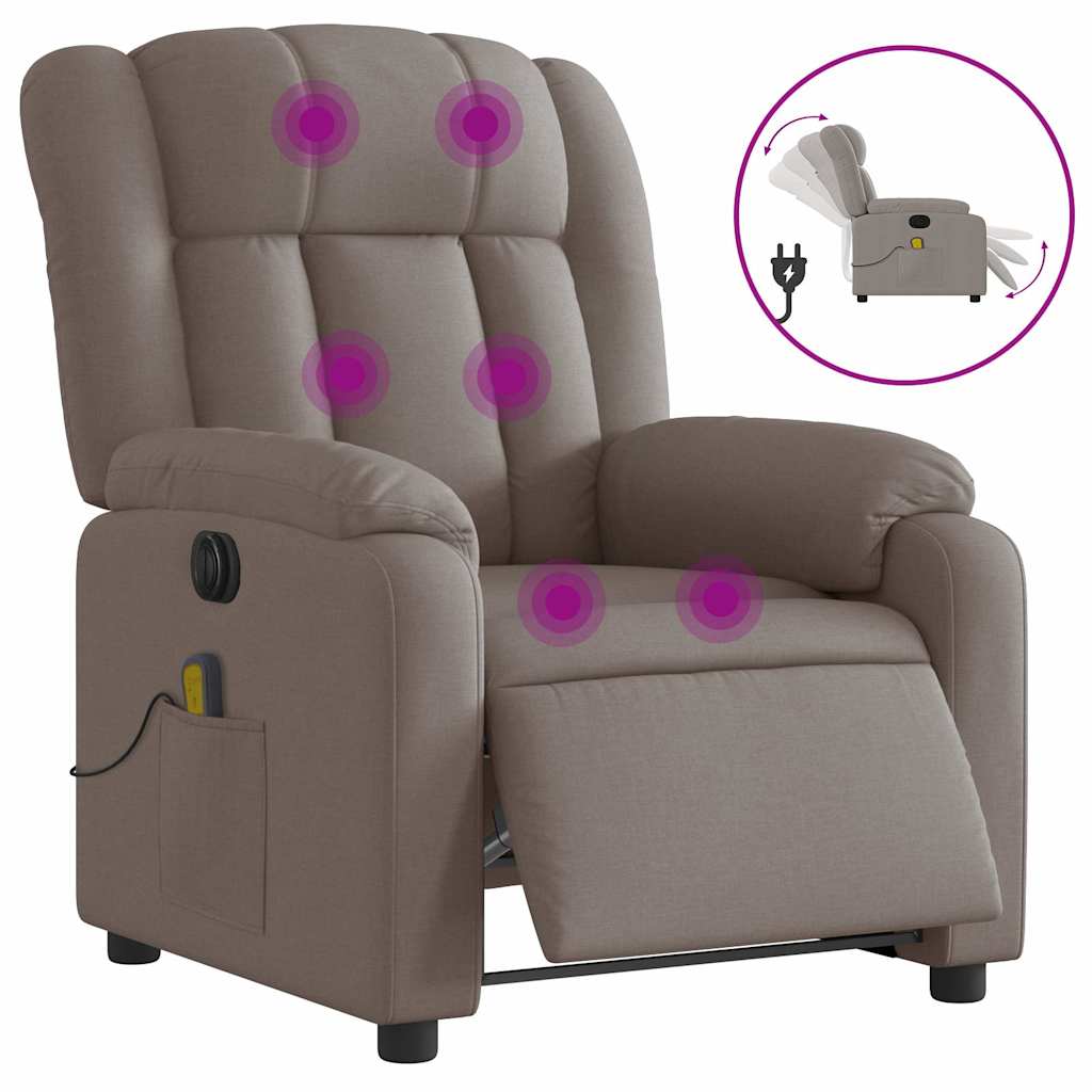 Electric Massage Chair Taupe Fabric