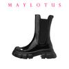 Fashion Women Motorcycle Boots Wedges Flat Shoes Woman Spring High Heel Platform Leather Combat Boots Lace Up Shoes Black Girls Platform