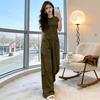 2026 Women's Slimming Bodycon Two-Piece Set: Short Sleeve T-shirt & Cargo Wide Leg Pants.
