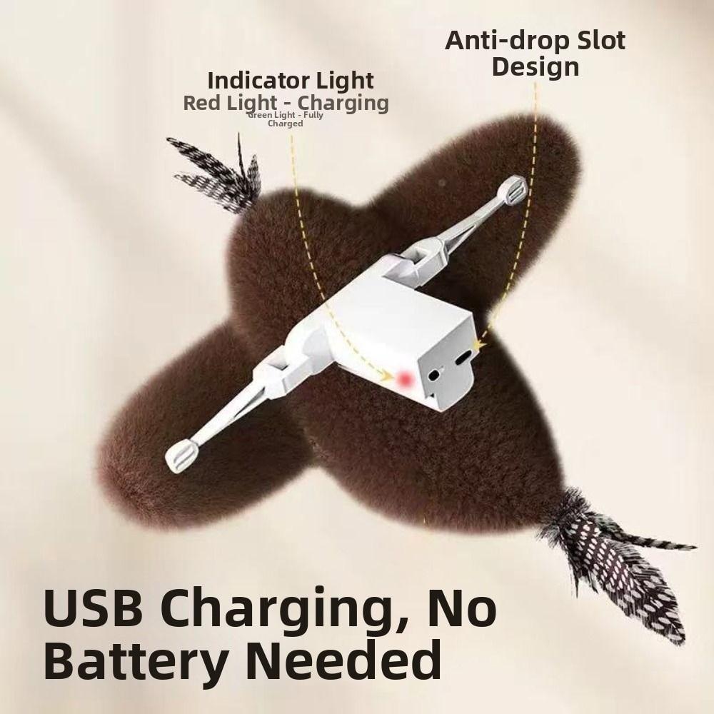 Electronic Flapping Bird Sparrow Cat Toy USB Charging Hangable Interactive Flying Bird Cat Toys Vivid Chirping Touch-Activated