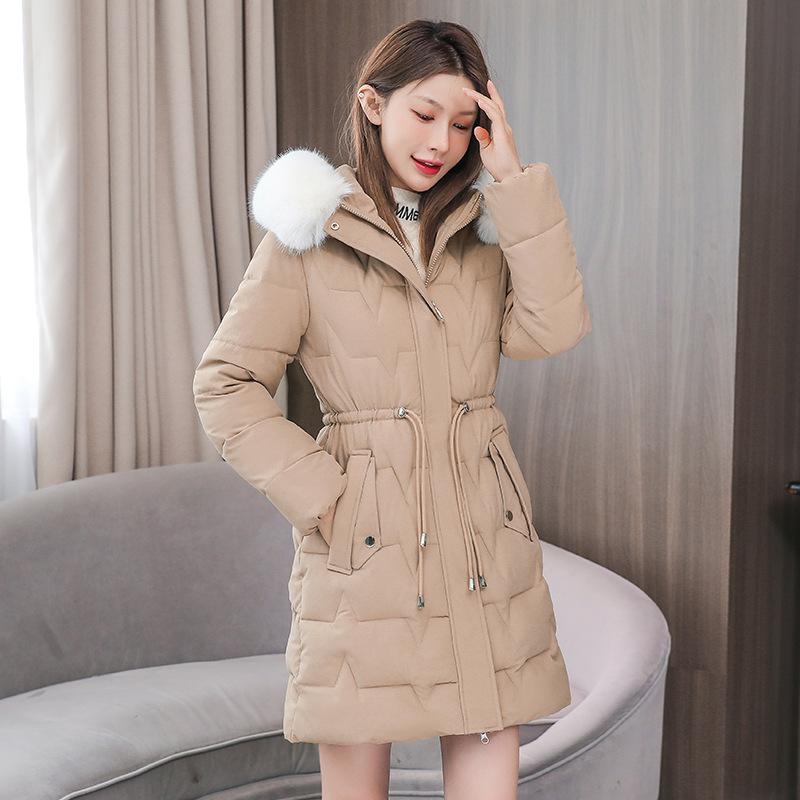 Winter Down Jacket for Women Medium and Long Slim Fit Fashionable Korean Style Large Fur Collar