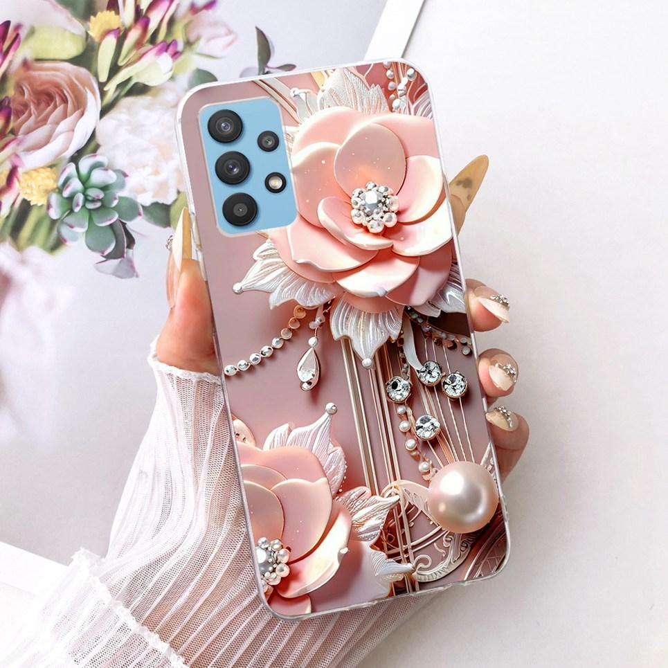 For Samsung Galaxy A32 4G 5G Samsung A33 5G A325F Phone Case Bow Pattern Colorful Butterfly Flower Soft Clear Silicone Casing