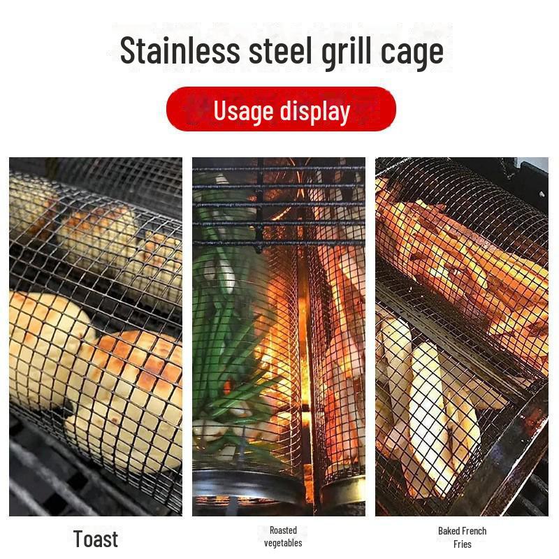 Stainless Steel 304 BBQ Mesh Basket Cage for Outdoor Grilling